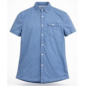 Jeremiah Button Down Shirt Mens M Blue Micro Dot Short Sleeve Cotton Pocket